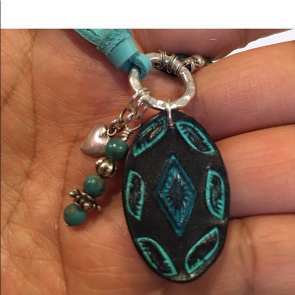 Handmade Genuine Turquoise and Hearts Hill Tribe Silver Bracelet, Sundance Style - Picture 2 of 8